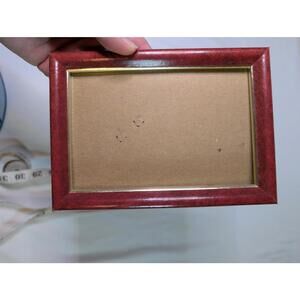 Rectangular Red Wood Picture Frame with Gold Accent Fits 4x6 Inch Photo